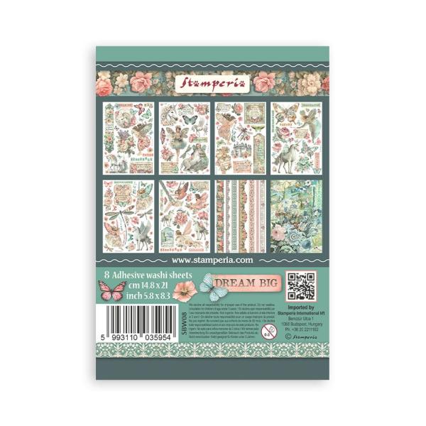 Stamperia - Washi Papier "Wonderland" Washi Pad 14,8x21cm - 8 Bogen
