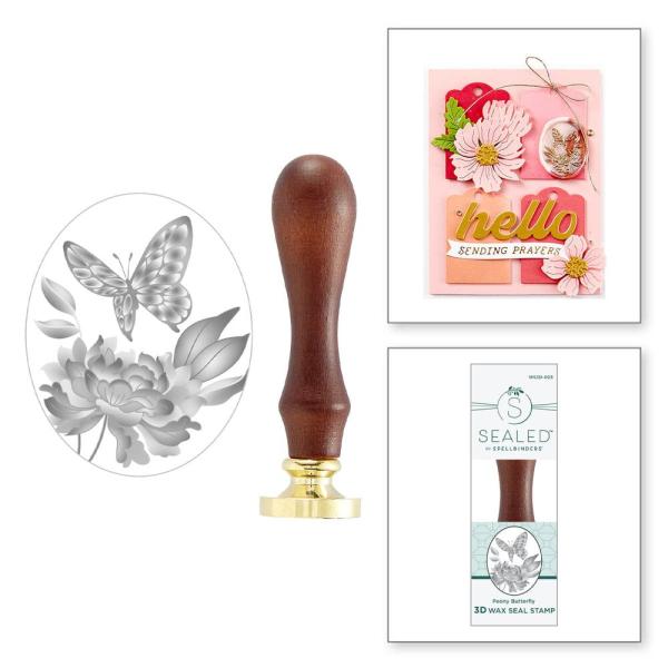 Spellbinders - Wachssiegel Stempel "Peony Butterfly" Wax Seal Stamp