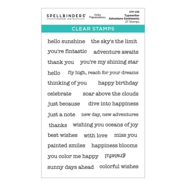 Spellbinders - Stempelset "Typewriter Adventure Sentiments" Clear Stamps