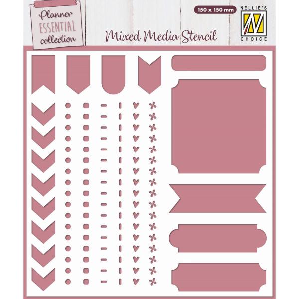 Nellie Snellen - Schablone 15x15cm "Journal" Planer Essential Collection Stencil 