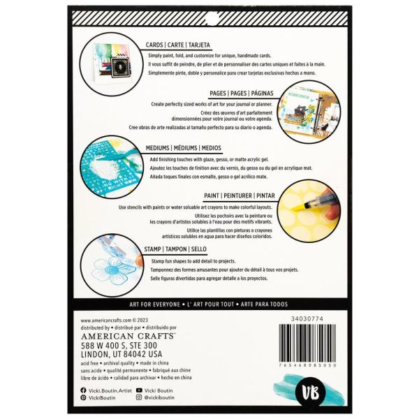American Crafts - Schablone 6x8 Inch "Mixed Media Art Paper" Stencil