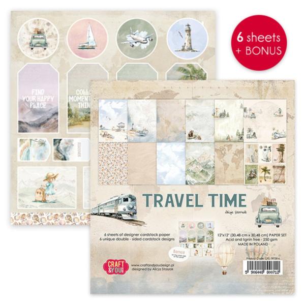 Craft & You Design - Designpapier "Travel Time" Paper Pad 12x12 Inch - 12 Bogen
