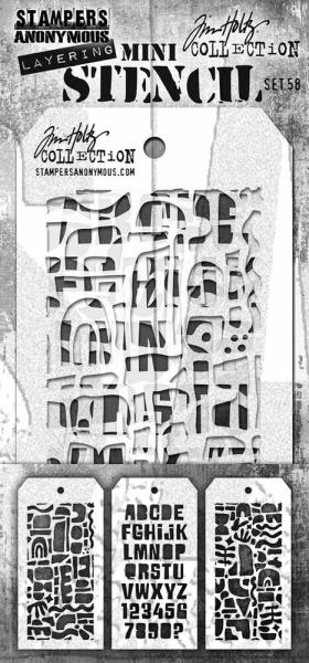 Stampers Anonymous - Schablone "Set #58" Layering Mini Stencil Design by Tim Holtz