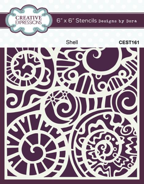 Creative Expressions - Schablone 6x6 Inch "Shell" Stencil Design by Dora