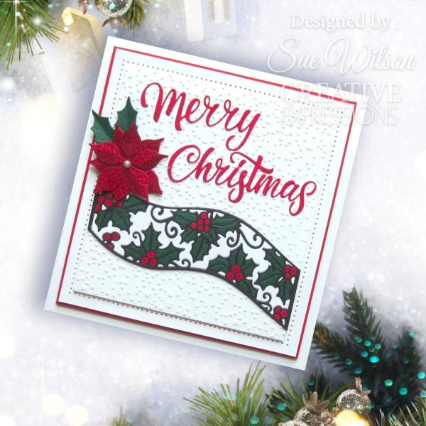 Creative Expressions - Stanzschablone "Festive Collection Holly Ribbon Wave" Craft Dies Design by Sue Wilson