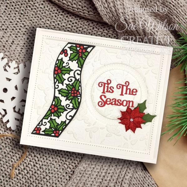 Creative Expressions - Stanzschablone "Festive Collection Holly Ribbon Wave" Craft Dies Design by Sue Wilson