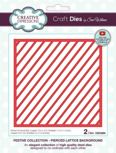 Creative Expressions - Stanzschablone "Festive Collection Pierced Lattice Background" Craft Dies Design by Sue Wilson