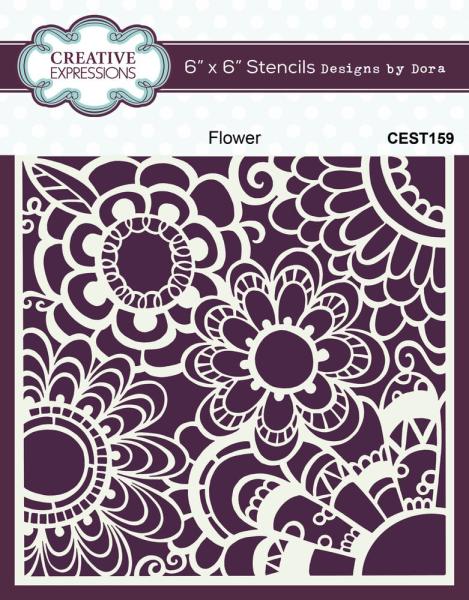 Creative Expressions - Schablone 6x6 Inch "Flower" Stencil Design by Dora