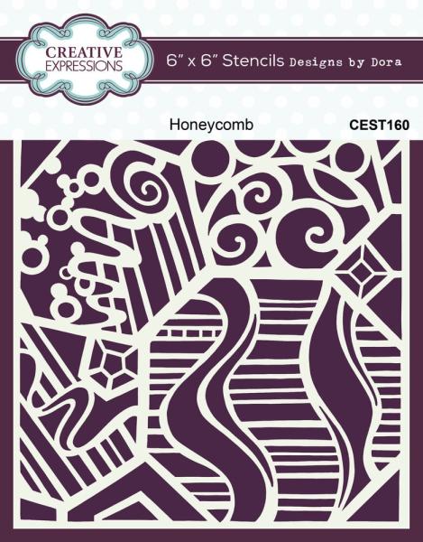 Creative Expressions - Schablone 6x6 Inch "Honeycomb" Stencil Design by Dora
