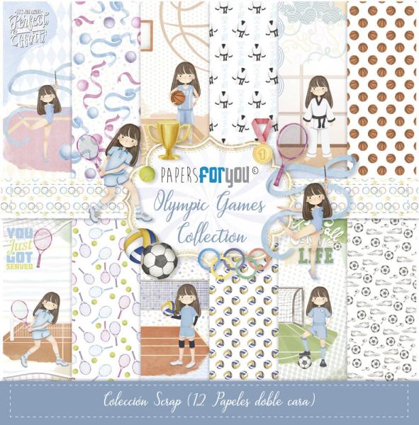 Papers For You - Designpapier "Olympic Games Niña Castaña" Scrap Paper Pack 30,5 x 32 cm - 12 Bogen