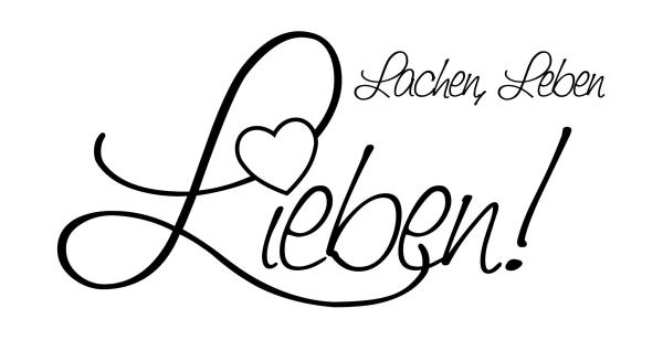 Holz-Stempel "Lachen, Leben, Lieben" 7x3,6 cm