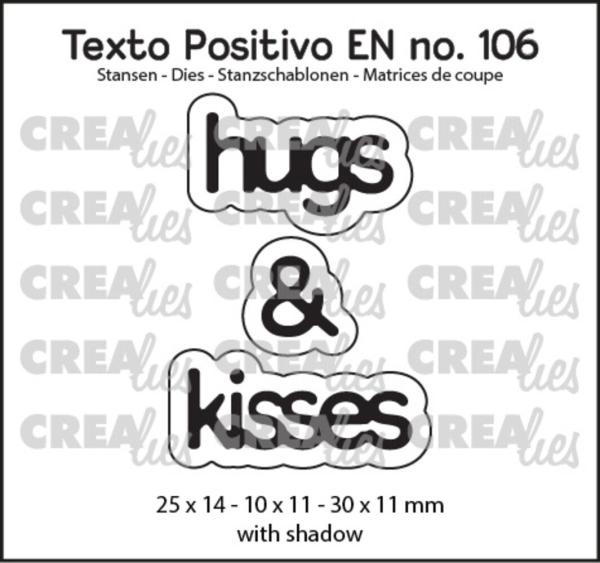 Crealies - Stanzschablone "Hugs & Kisses" Texto Positivo Dies