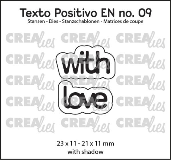 Crealies - Stanzschablone "With Love" Texto Positivo Dies
