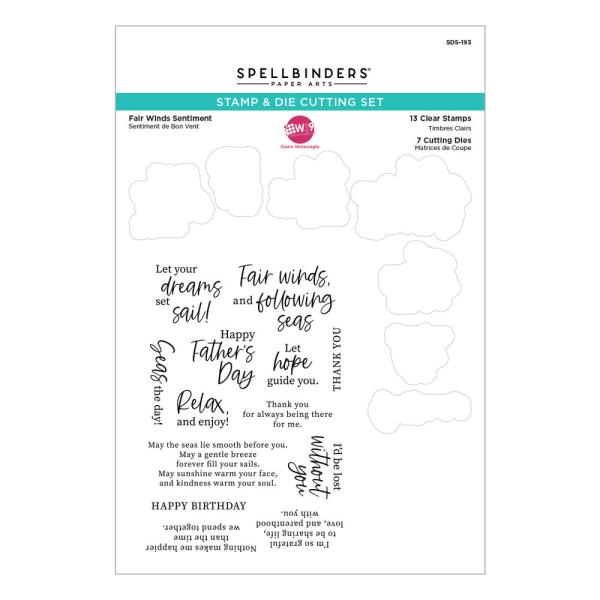Spellbinders - Stempelset & Stanzschablone "Fair Winds Sentiments" Clear Stamps & Dies