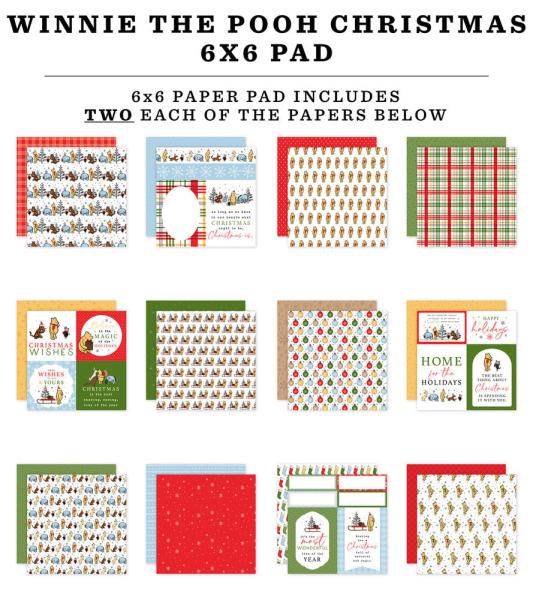 Echo Park - Designpapier "Winnie The Pooh Christmas" Paper Pack 6x6 Inch - 24 Bogen