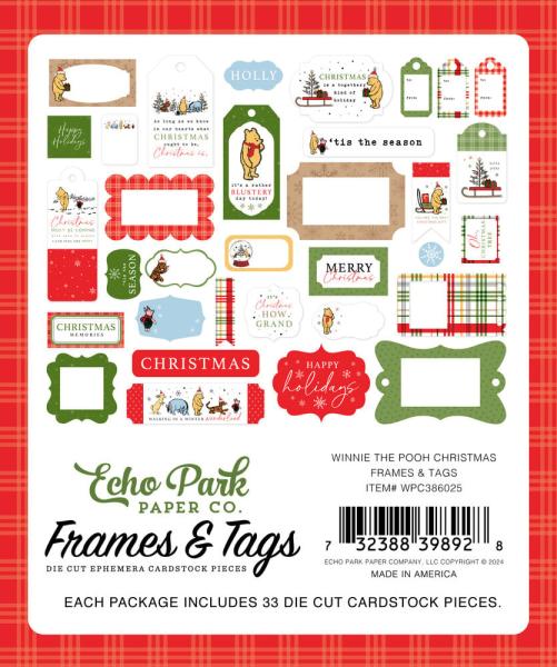 Echo Park - Stanzteile & Anhänger "Winnie The Pooh Christmas" Frames & Tags 