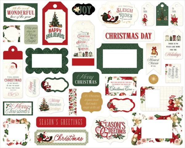 Carta Bella - Stanzteile & Anhänger "A Vintage Christmas" Ephemera Frames & Tags
