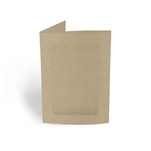 Passepartoutkarte rechteck 3-Fach DIN B6 in kraft grau