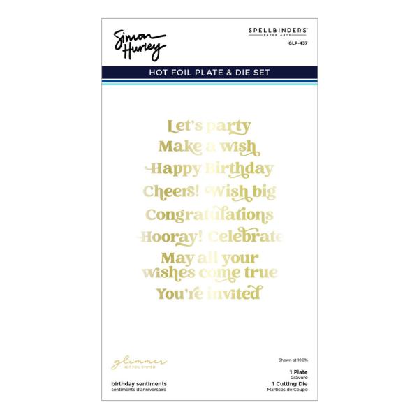 Spellbinders - Glimmer Hot Foil Plate & Dies "Birthday Sentiments" by Simon Hurley