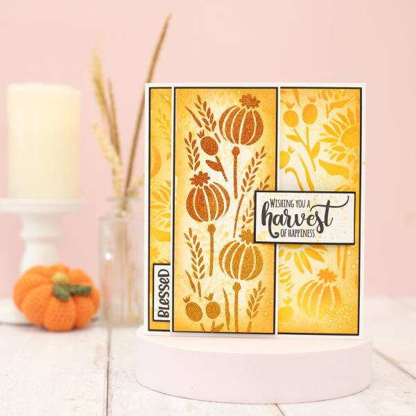 Crafters Companion - Schablone 8,5x8,5 Inch "Harvest Glory" Stencil