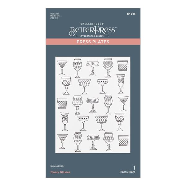 Spellbinders - Buchdrucktechnik "Layered Classy Glasses" BetterPress Plate & Stencil