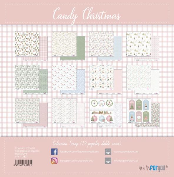 Papers For You - Designpapier "Candy Christmas" Scrap Paper Pack 30,5 x 32 cm - 12 Bogen