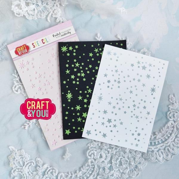 Craft & You Design - Schablone 10,5x14,2cm "Stars" Stencil