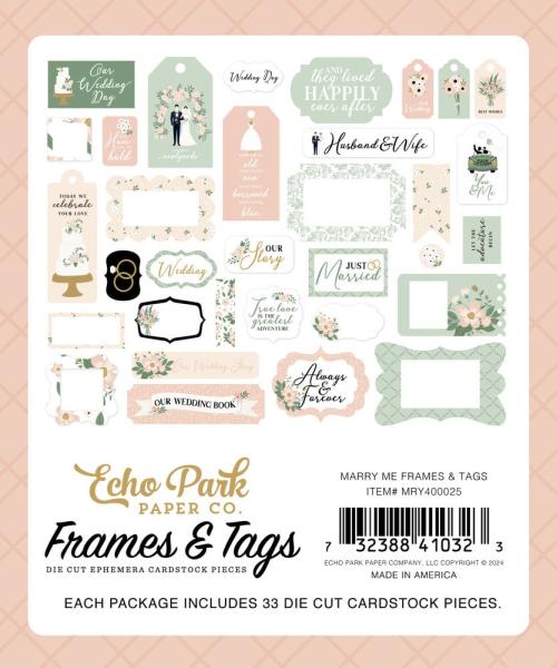 Echo Park - Stanzteile & Anhänger "Marry Me" Frames & Tags 