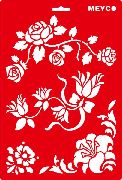 Kunststoff-Schablone "Blumenranken" 20x30cm transparent
