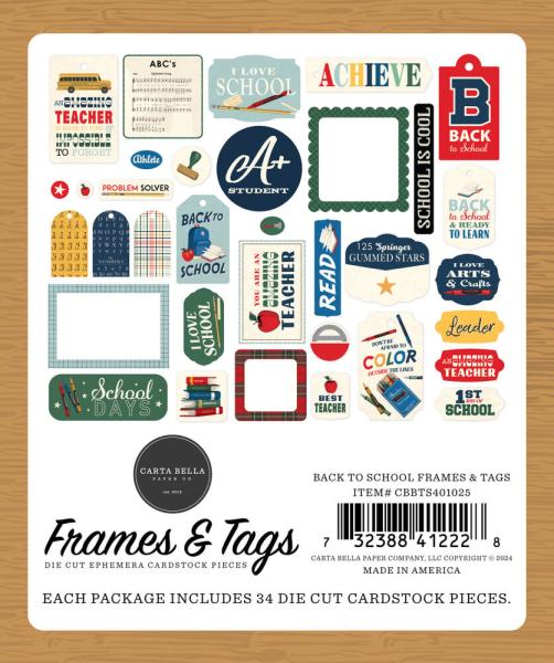 Carta Bella - Stanzteile & Anhänger "Back To School" Ephemera Frames & Tags