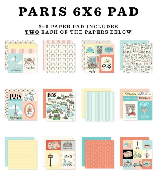 Carta Bella - Designpapier "Paris" Paper Pad 6x6 Inch - 24 Bogen