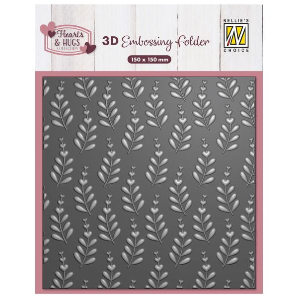 Nellie Snellen - Prägefolder "Heart Branches" 3D Embossing Folder 
