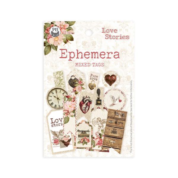 Piatek P13 - Stanzteile "Love Stories" Die Cuts Ephemera Tags