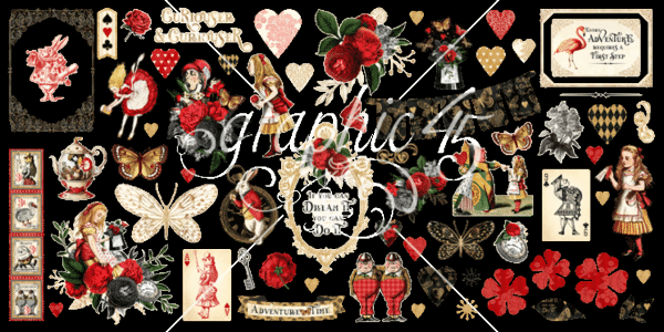 Graphic 45 - Stanzteile "Curiouser & Curiouser" Ephemera