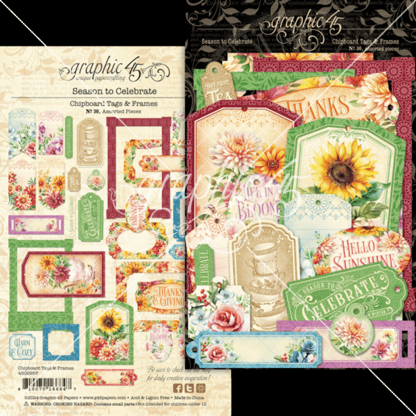 Graphic 45 - Stanzteile "Season to Celebrate" Chipboard Tags & Frames