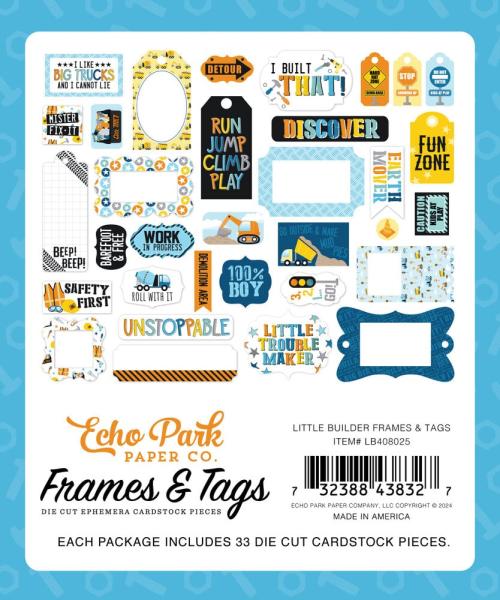 Echo Park - Stanzteile & Anhänger "Little Builder" Frames & Tags 