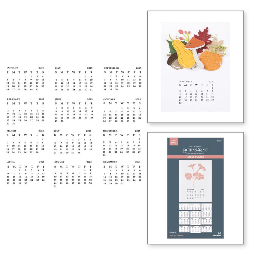 Spellbinders - Buchdrucktechnik "2025 DIY Calendar" BetterPress Plate