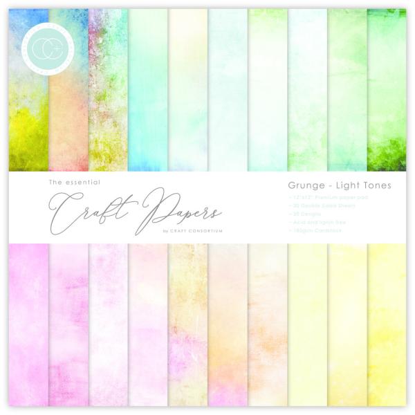 Craft Consortium - Designpapier "Grunge Light Tones" Paper Pad 12x12 Inch - 30 Bogen