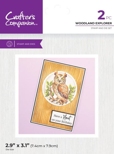 Crafters Companion - Stempelset & Stanzschablone "Woodland Explorer" Stamp & Dies