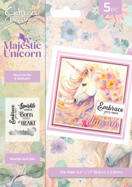 Crafters Companion - Stempelset & Stanzschablone "Born to be a Unicorn" Stamp & Dies