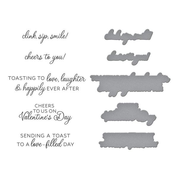 Spellbinders - Buchdrucktechnik "Valentine Happy Hour Sentiments" BetterPress Plate & Dies