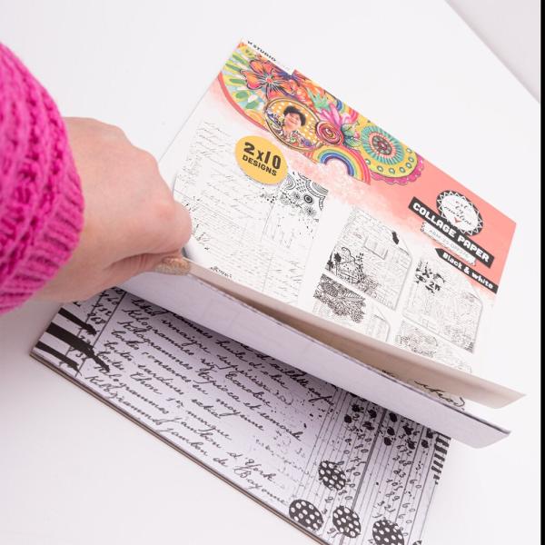 Art By Marlene - Designpapier "Collage Black & White" Paper Pack A4 - 20 Bogen