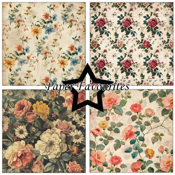 Paper Favourites - Designpapier "Vintage Flowers" Paper Pack 12x12 Inch 8 Bogen