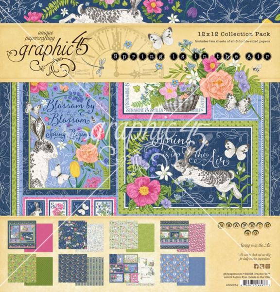 Graphic 45 - Designpapier "Spring is in the Air" Collection Pack 12x12 Inch - 8 Bogen