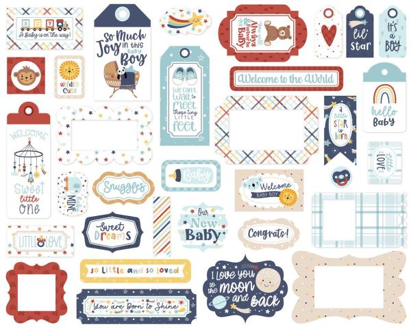 Echo Park - Stanzteile & Anhänger "Baby On Board It's a Boy!" Frames & Tags 