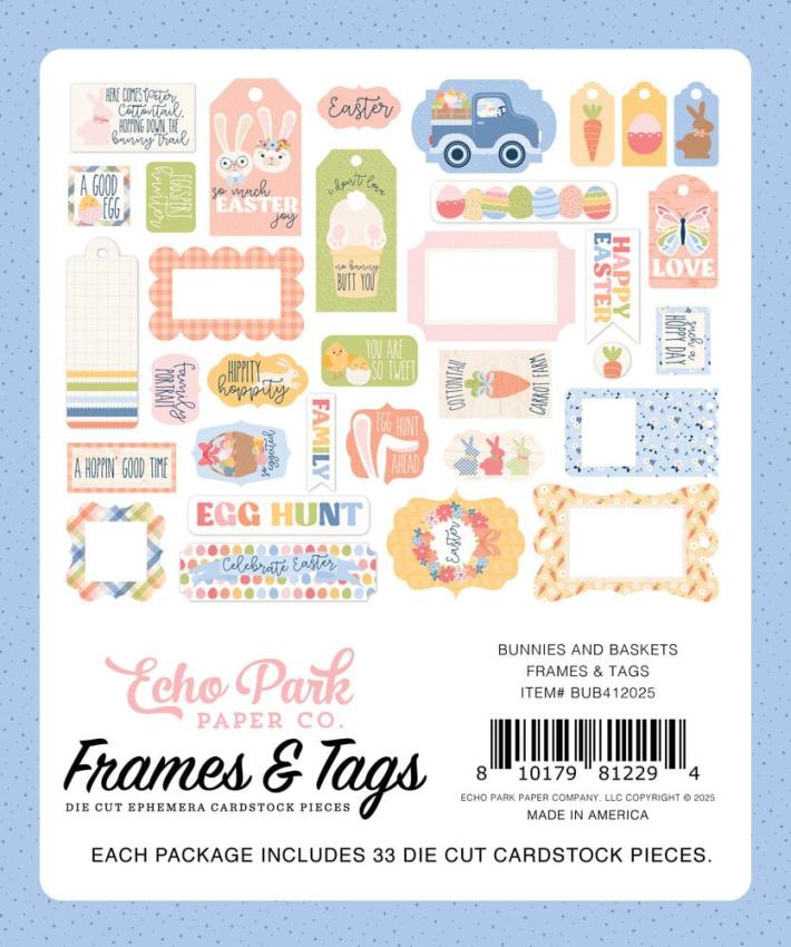 Echo Park - Stanzteile & Anhänger "Bunnies And Baskets" Frames & Tags 