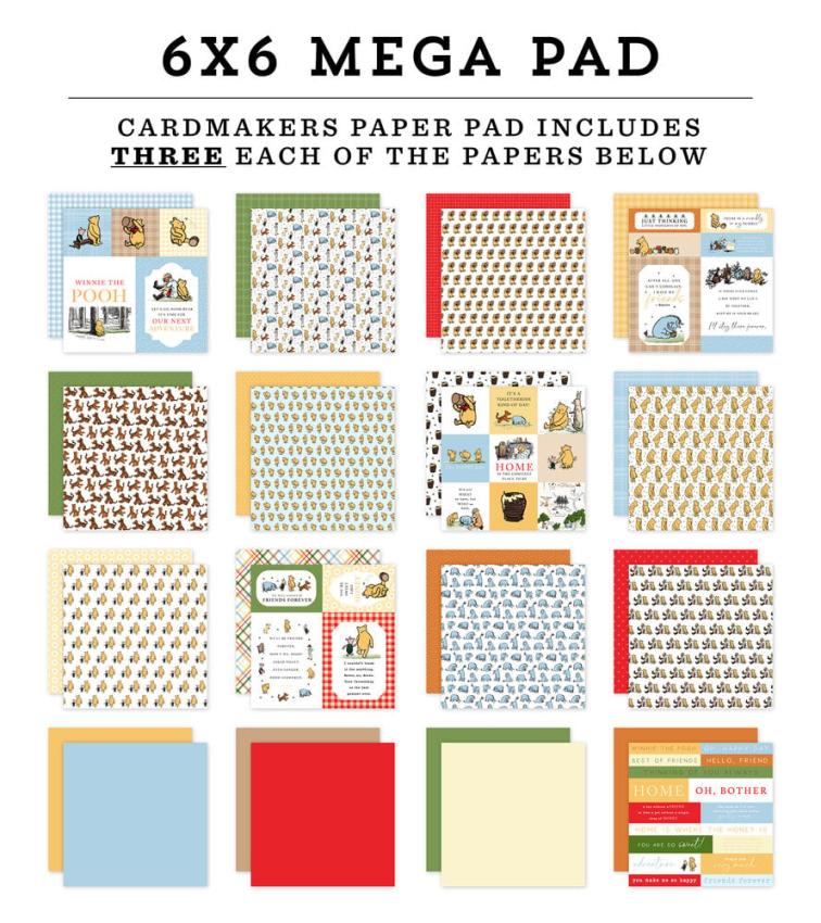 Echo Park - Designpapier "The House At Pooh Corner" Cardmakers Mega Pad 6x6 Inch - 48 Bogen