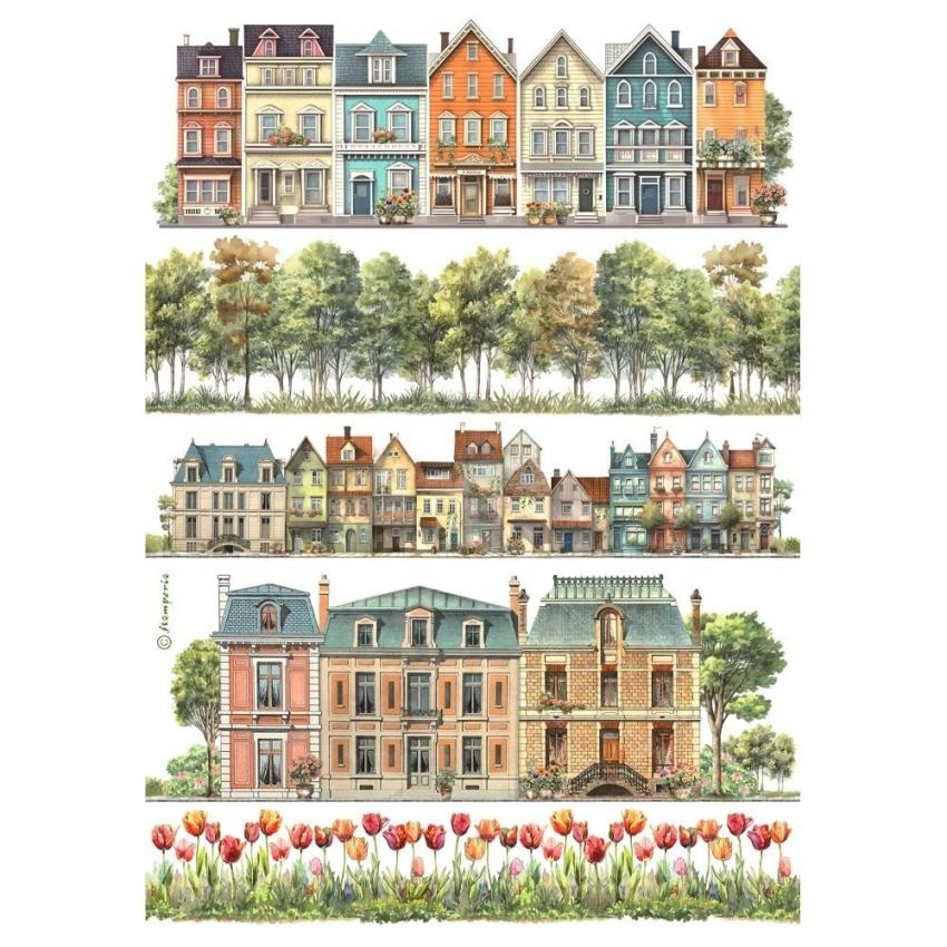 Stamperia - Decopatch Papier "Houses" Decoupage A4 - 6 Bogen  