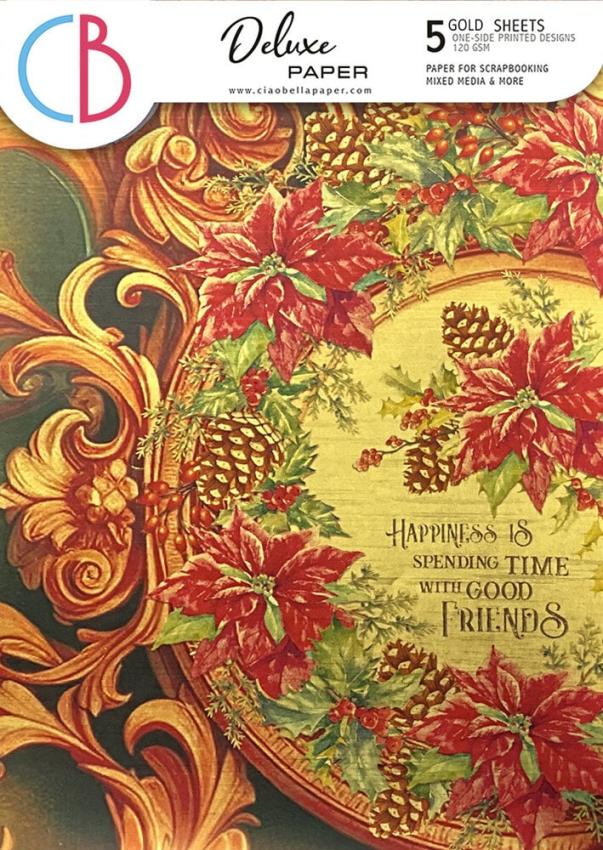 Ciao Bella - Designpapier "Gold" Deluxe Paper Pack A4 - 5 Bogen
