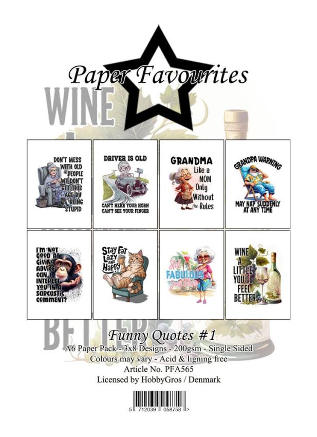 Paper Favourites - Designpapier "Funny Quotes #1" Paper Pack A6 - 24 Bogen